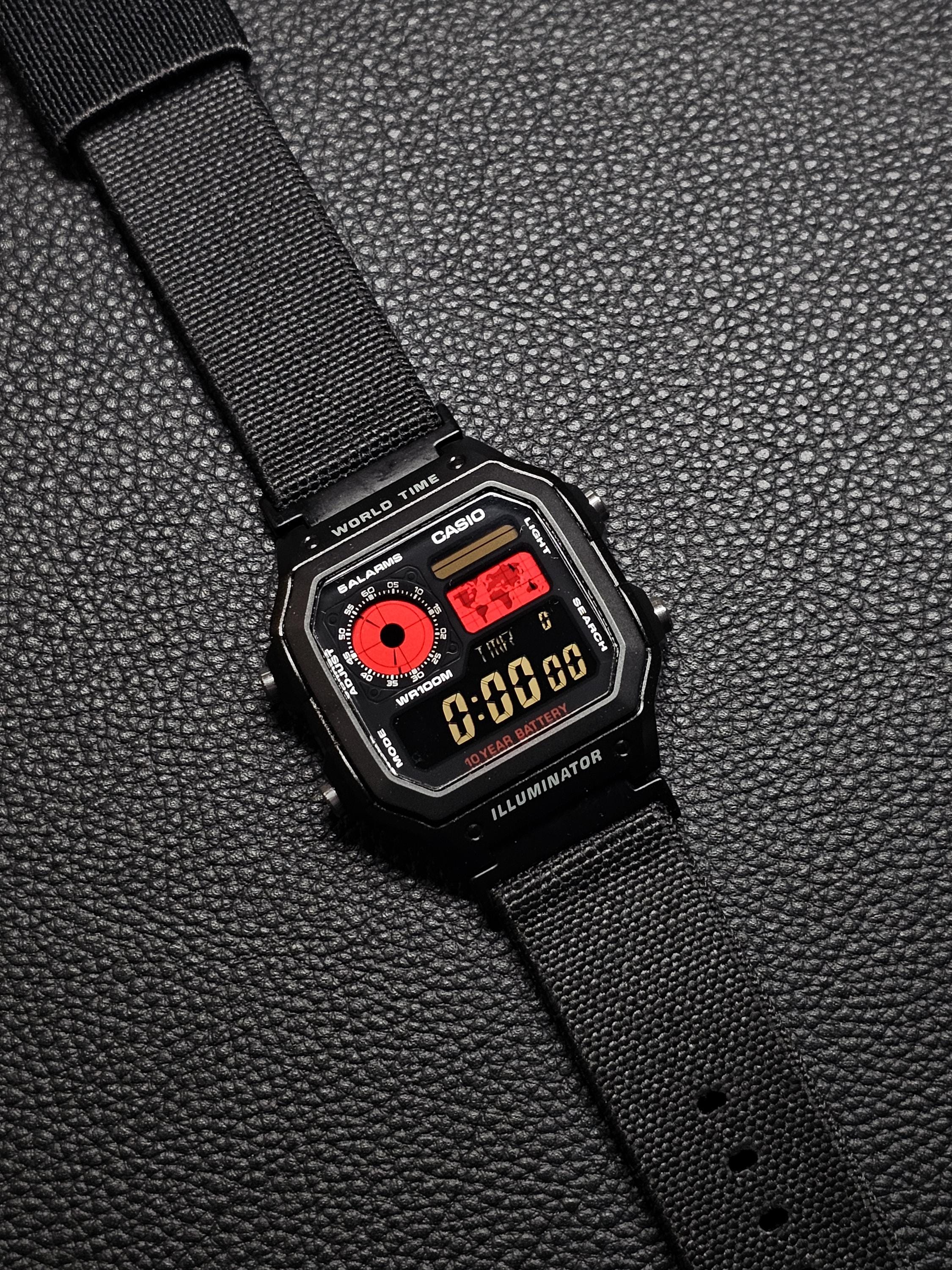 Custom Casio AE-1200 Hydromod – Black & Red Edition - Etsy