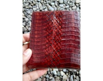 Leather wallet, Genuine Snakeskin Leather Wallet: Handmade Bi-Fold Men's Wallet
