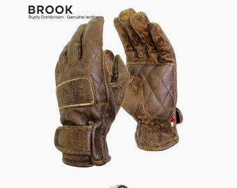 Retro Rusty Leather Motorcycle Gloves: Full Finger, Classic Style