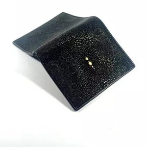 Portemonnee heren Zwart Staand Model Origineel Stingray Skin Verjaardagscadeaus, kerstcadeaus, cadeaus voor dierbaren