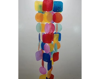 Memorial wind chime Capiz, Kapis Shell Wind Chime: Colorful Coastal Decor