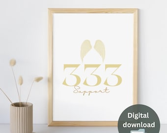 Angel Number 333 Numerology Poster Minimalist Art- Instant Download