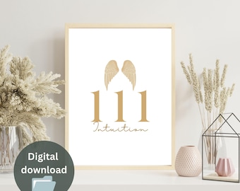 Angel Number 111 Numerology Poster Minimalist Art- Instant Download