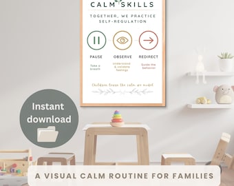 Visual Calm Routine Poster | Parenting Tool | Emotional Regulation Wall Art  (Digital Download)
