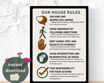 Positive House Rules Printable – Gentle Parenting, Calm Home (PDF)