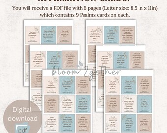 Psalms Affirmation Cards – Bible Verse Printables (Digital Download)