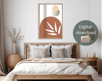 Japandi Bamboo Art Print – Minimalist Terracotta Decor (Digital Download)