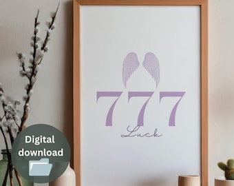 Angel Number 777 Numerology Poster Minimalist Art- Instant Download