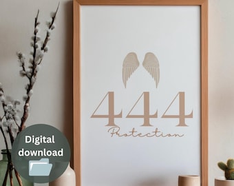 Angel Number 444 Numerology Poster Minimalist Art- Instant Download