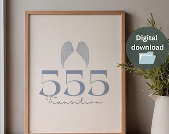 Angel Number 555 Numerology Poster Minimalist Art- Instant Download