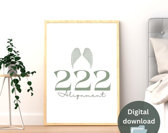 Angel Number 222 Numerology Poster Minimalist Art- Instant Download