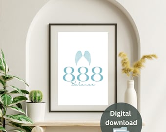 Angel Number 888 Numerology Poster Minimalist Art- Instant Download