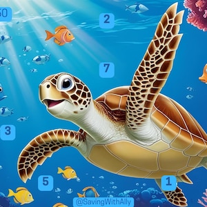 Sea Turtle Savings Challenge A5 Sized DIGITAL DOWNLOAD