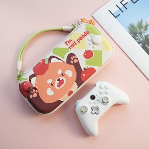 Estojo de transporte para Switch 2 ｜ Design fofo de panda vermelho ｜ Comporta 10 cartões de jogo ｜ Bolsa protetora portátil