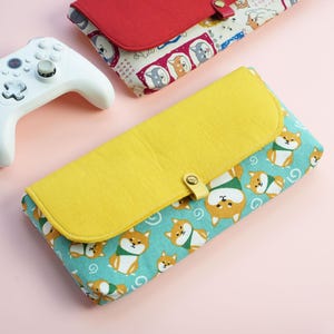 Switch 2 Tragetasche mit 6 Spielkartenfächern | Reisetasche aus Stoff | Shiba Inu-Muster | Nintendo Switch 2 Schutztasche