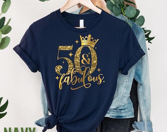 50 and fabulous shirt, 50th birthday women party group, 50th birtday party, 50 crews tshirt, 50 birthday women shirt , NOT GLITTER