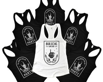 Bride or Die Bachelorette Party Tank Top: Gothic Skeleton Bridal Shower