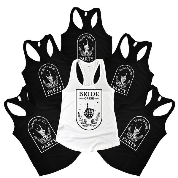 Bride or Die Bachelorette Party Tank Top: Gothic Skeleton Bridal Shower, Bachelorette Shirt, Gift for Bride