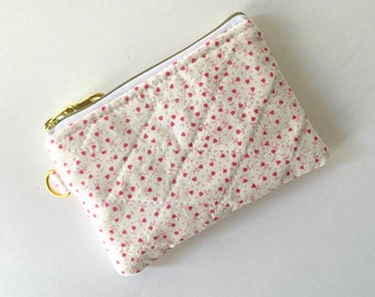 Coquette Coin Purse, Quilted Coin Pouch, Cute Quilted Zipper Pouch,  Keychain zipper coin purse, Small Cute Gift for Friend, Purse Organizer