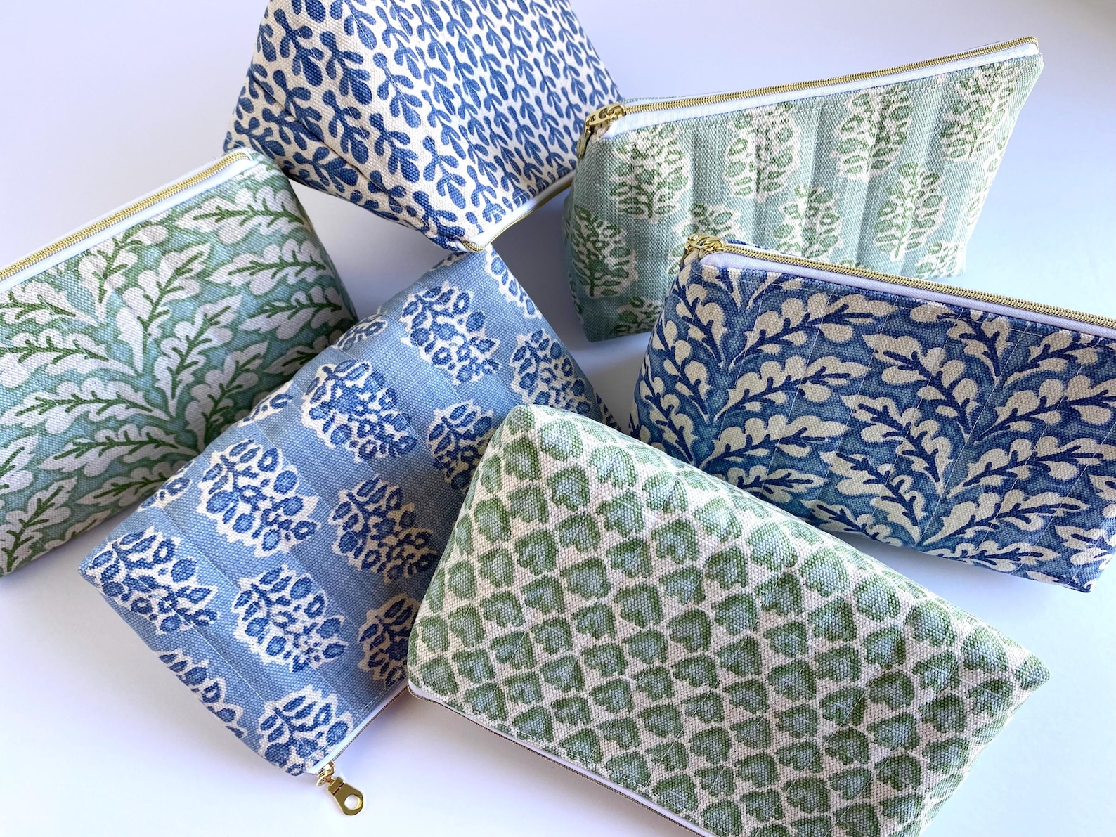 Orange Floral Print Quilted Cosmetic Toiletry Bag main image 1