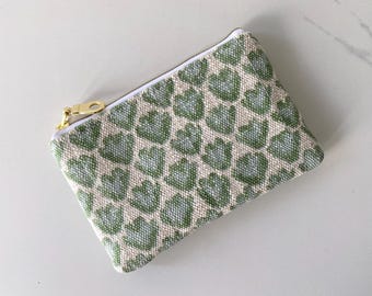 Animal Print Mini Wallet, Blue Green Zipper Pouch, ID Holder