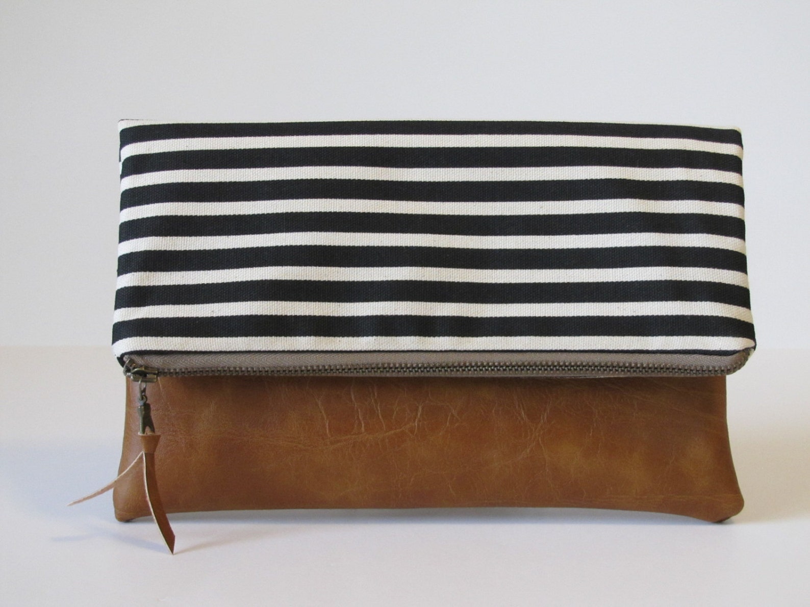 Foldover Clutch Vegan Leather Clutch Bag Modern Black Clutch Etsy