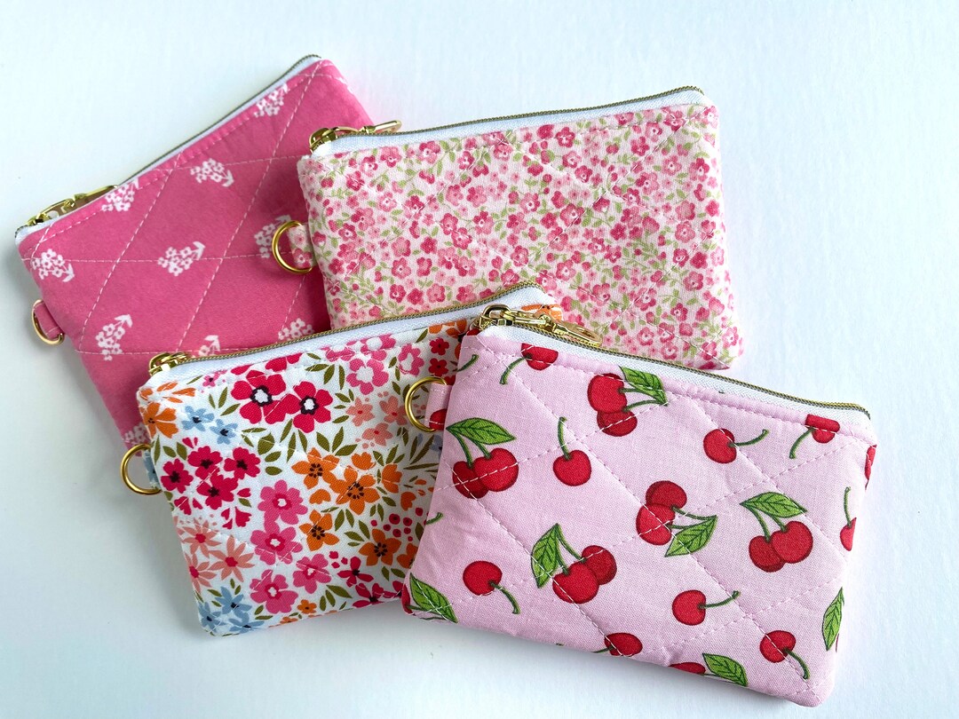 Pink - Handmade Quilted Cotton Coin Pouch 31