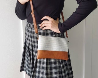 striped crossbody purse