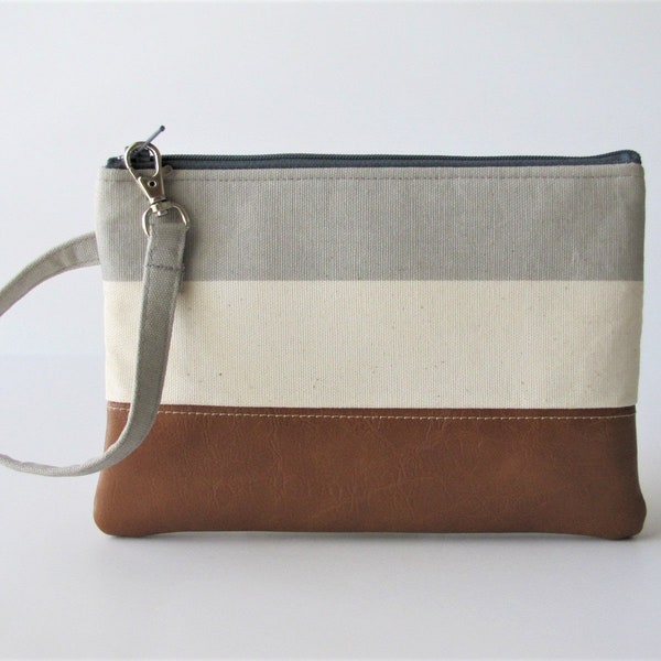 Grey Wristlet Wallet, iPhone wallet, Vegan Clutch Purse, Wristlet purse, Gift for her, Holiday Gift for friend, Christmas Gift for wife