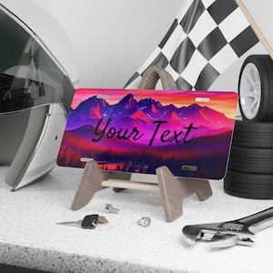 Mountain Sunset Vanity Plate, Custom Car Tag, Unique Gift for Nature Lovers, Home Decor, Personalize Your Ride, Vanity Plate