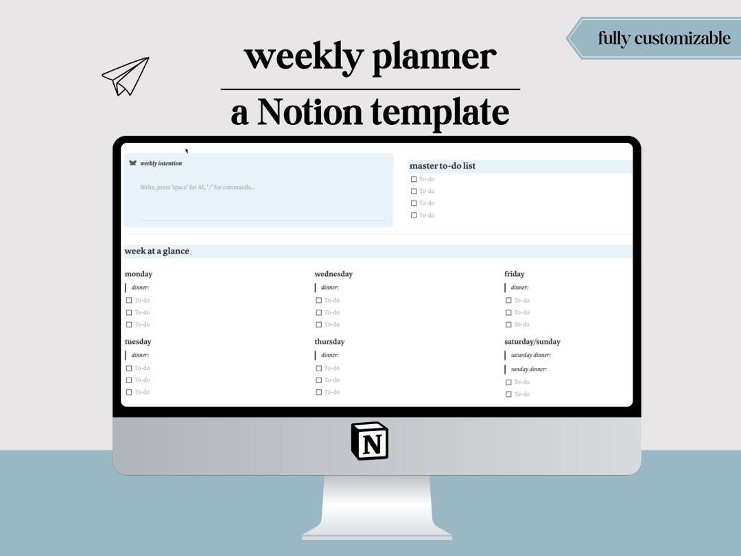 Minimalist Weekly Planner for Notion – Simple & Functional Template ...