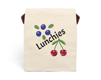 Charming Canvas Lunch Bag mit lustigen ""Lunchies"" Design, Umweltfreundliche Lunch Tasche, wiederverwendbare Tasche, perfekt für Schule und Picknicks."