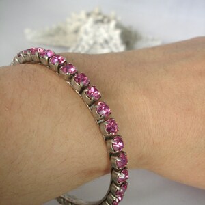 Pink Rhinestones Crystal Bangle Vintage Rose Retro 90's Fashion Jewelry Bling Bling image 4