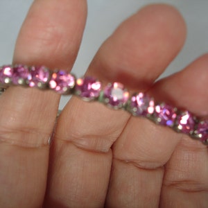 Pink Rhinestones Crystal Bangle Vintage Rose Retro 90's Fashion Jewelry Bling Bling image 2