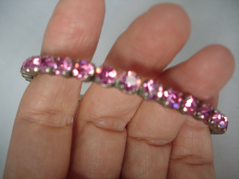 Pink Rhinestones Crystal Bangle Vintage Rose Retro 90's Fashion Jewelry Bling Bling image 2