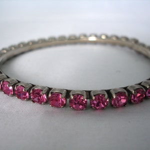 Pink Rhinestones Crystal Bangle Vintage Rose Retro 90's Fashion Jewelry Bling Bling image 1