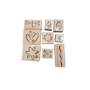 Juego de sellos de madera de dos pasos "Flores frescas" de Stampin' Up! 2001, vintage, retirado.