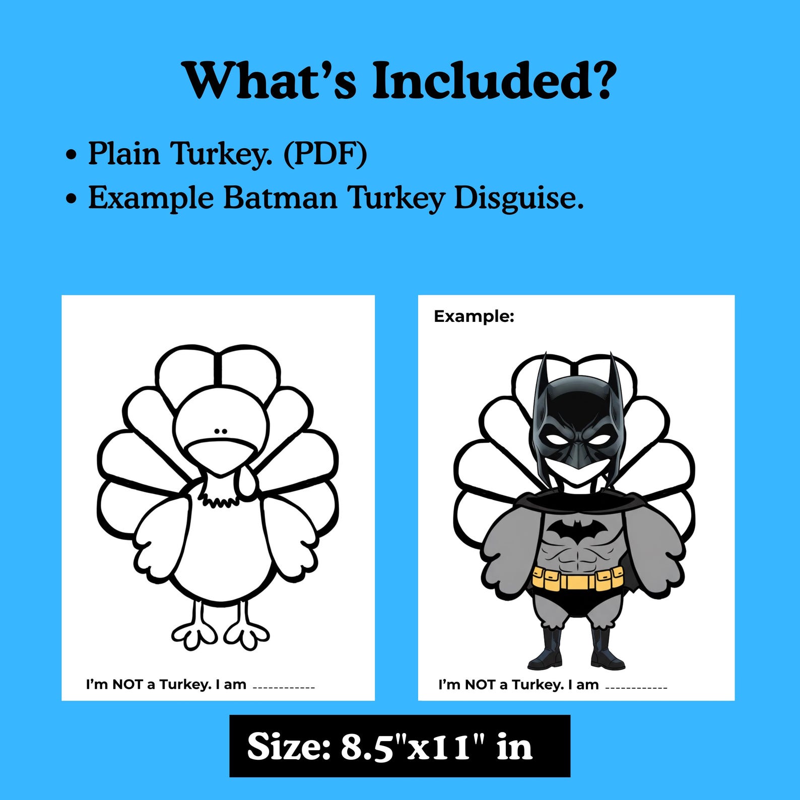 Batman Disguise a Turkey Printable - Superhero Thanksgiving Craft - Cut ...