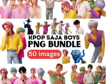 Kpop Demon Hunter Png, Saja Boys Png Bundle, Pacchetto di adesivi digitali ispirati ai cacciatori di demoni K-pop, Saja Boys Boy Band PNG, Kpop Movie Png