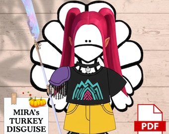 Kpop Star Mira Truthahnverkleidung - KPOP Demon Hunters Huntrix Disguise a Truthahn Mira - Kinder Thanksgiving Aktivität - Instant Download PDF