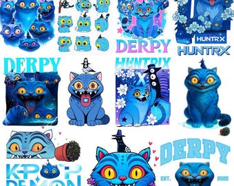 Huntrix K-Pop Dämonenjäger Tiger Clipart, Derpy Tiger PNG, Kpop Huntrix Png, Derpy der Tiger und Vogel Dämonenjäger Png, digitaler Download