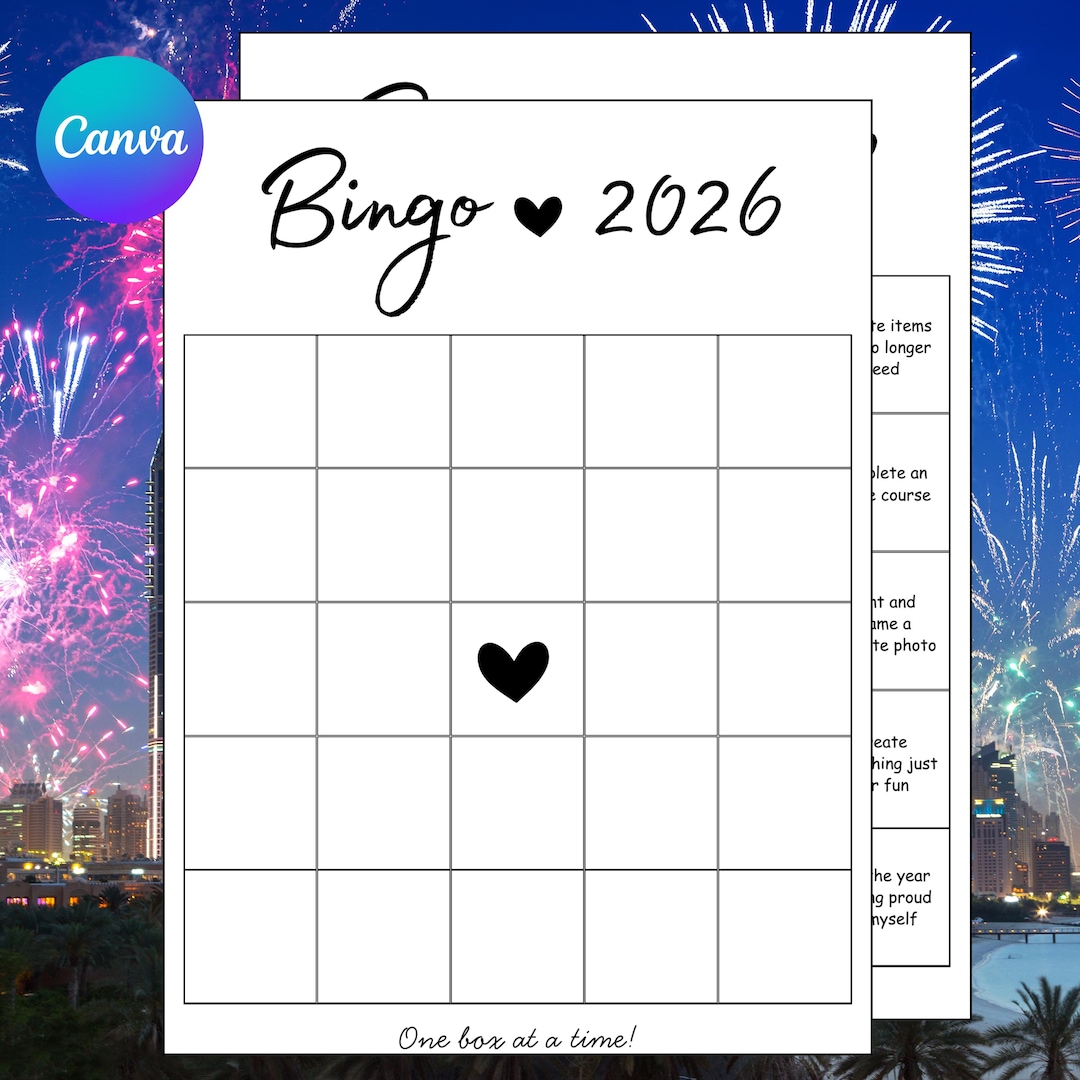 Carte de bingo 2026 imprimable, carte de bingo Vision Board 2026, jeu ...