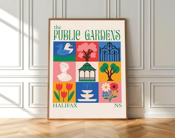 Halifax Public Gardens Art Print: Colourful Nova Scotia Travel Poster