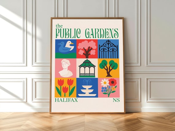 Halifax Public Gardens Art Print: Colourful Nova Scotia Travel Poster