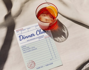 Retro Dinner Party Menu Template: Guest Check Design (Digital Download)