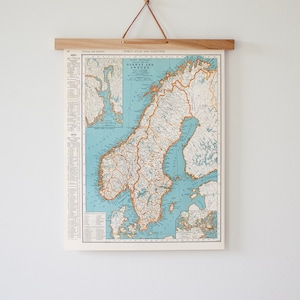 Vintage Maps of Norway, Sweden, and Central Europe | 1930s Antique Color Print Wall Art | Gift for Travel Lovers | Suitable for Framing