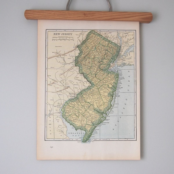 Antique 1940s State Maps of New Jersey, New Hampshire, and Vermont