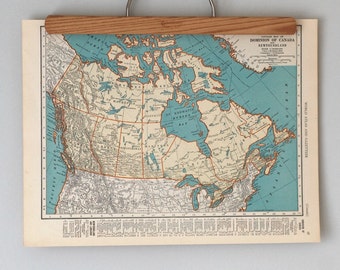 Mapas originales vintage de la década de 1930 de Canadá y provincias marítimas / Nueva Escocia, Nuevo Brunswick y la Isla del Príncipe Eduardo / Impresión en color antiguo