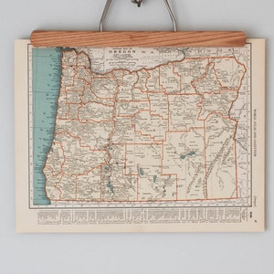Mapas antiguos de Oregón y Pensilvania / Década de 1930 Mapas estatales antiguos de EE. UU. Arte mural / Impresión en color de mapas antiguos, alrededor de 1936 imagen 1