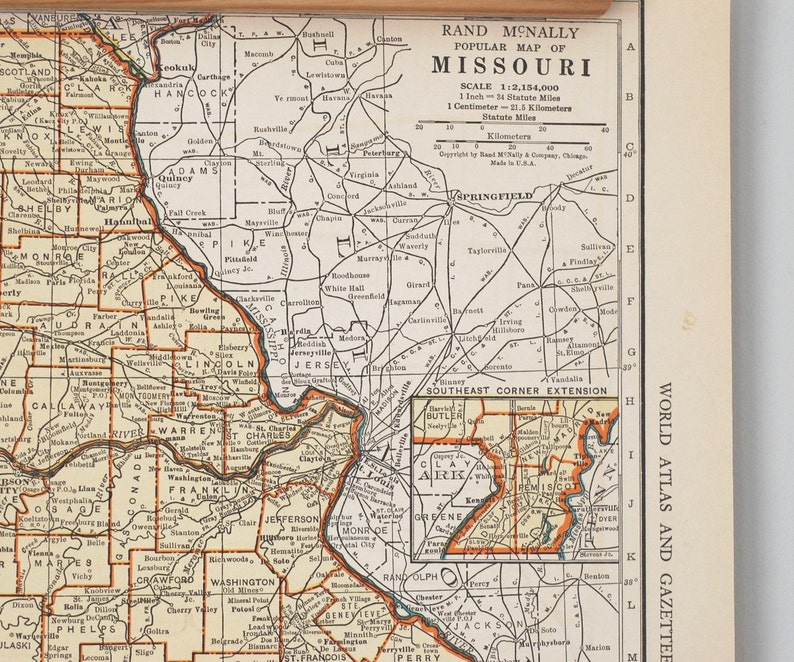 Vintage Maps of Missouri and Montana 1930s Original Antique Color Print State Map Wall Art Gift Quality & Suitable for Framing image 3